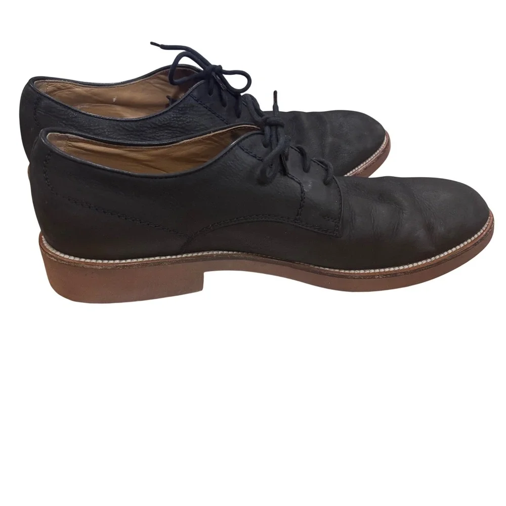 Tods Mens Black Pebbled Leather Derby Shoes Italian Lace Up Dress Shoes Black 11